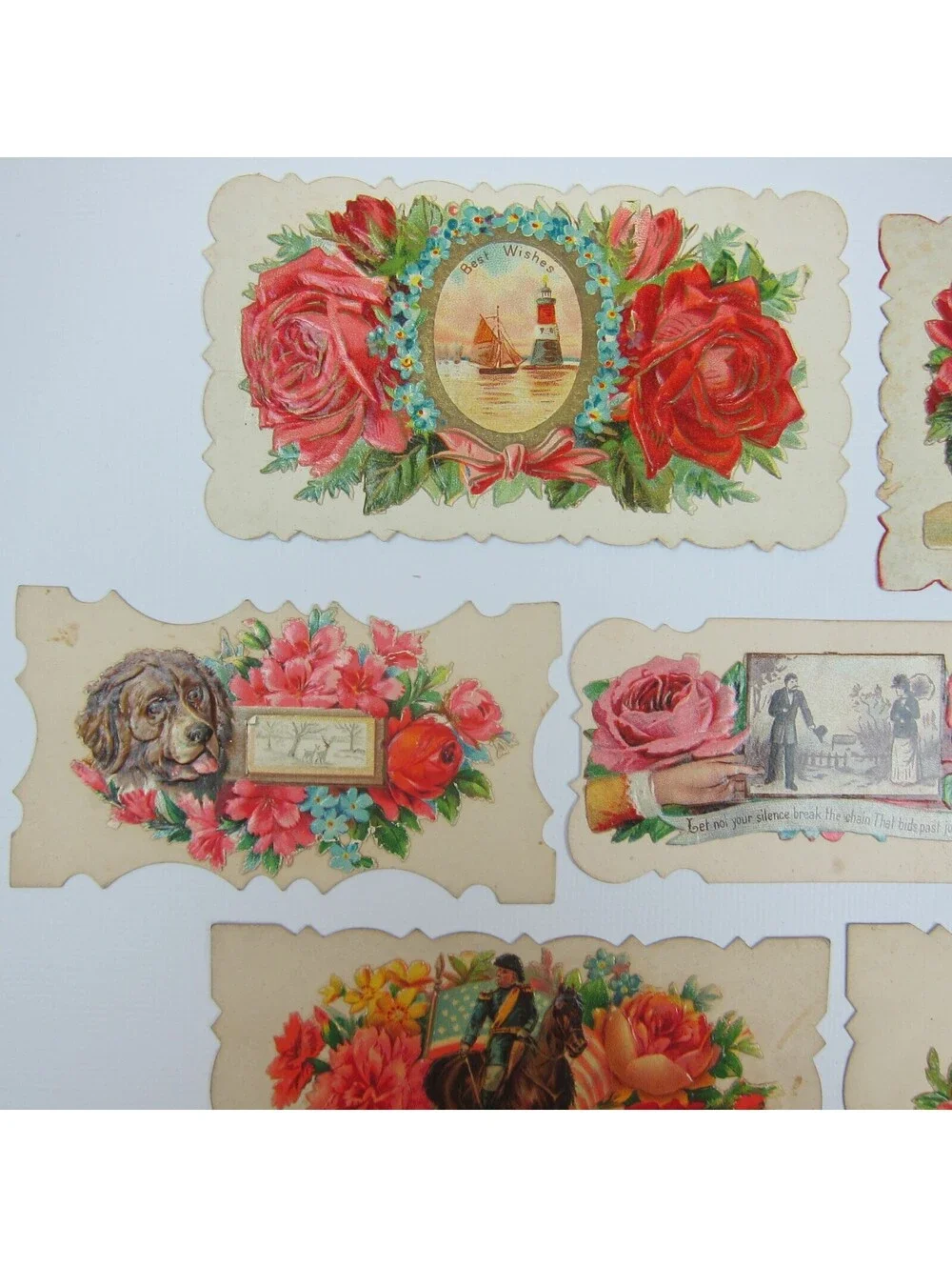 Antique Ephemera Lot of 12 Victorian 19th Century Calling Love Cards Hidden Name
